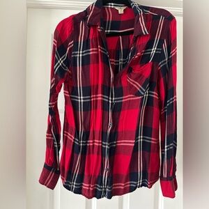 Woolrich Red and Navy Plaid Button-Down Shirt